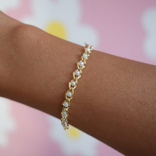 Pulseira corrente de pérolas