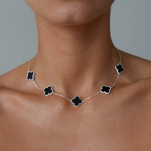 Choker 5 trevos ônix